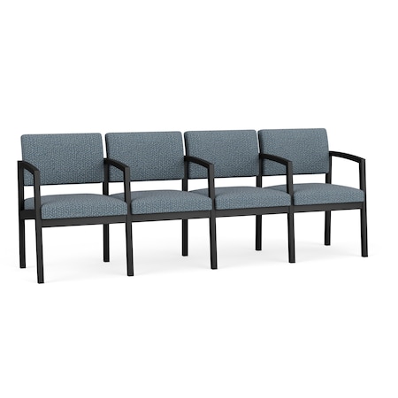 Lesro Lenox Steel 4 Seat Tandem Seating Metal Frame, Black, RF Serene Upholstery LS4103